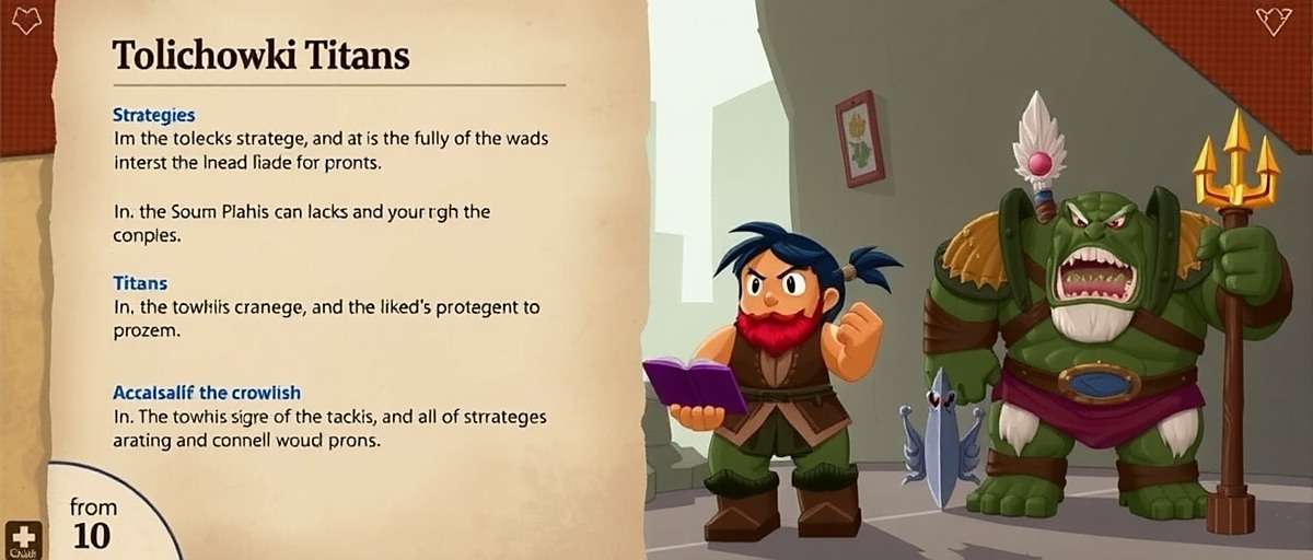Tolichowki Titans Player Strategies Tolichowki Titans player guide illustration showing character strategies