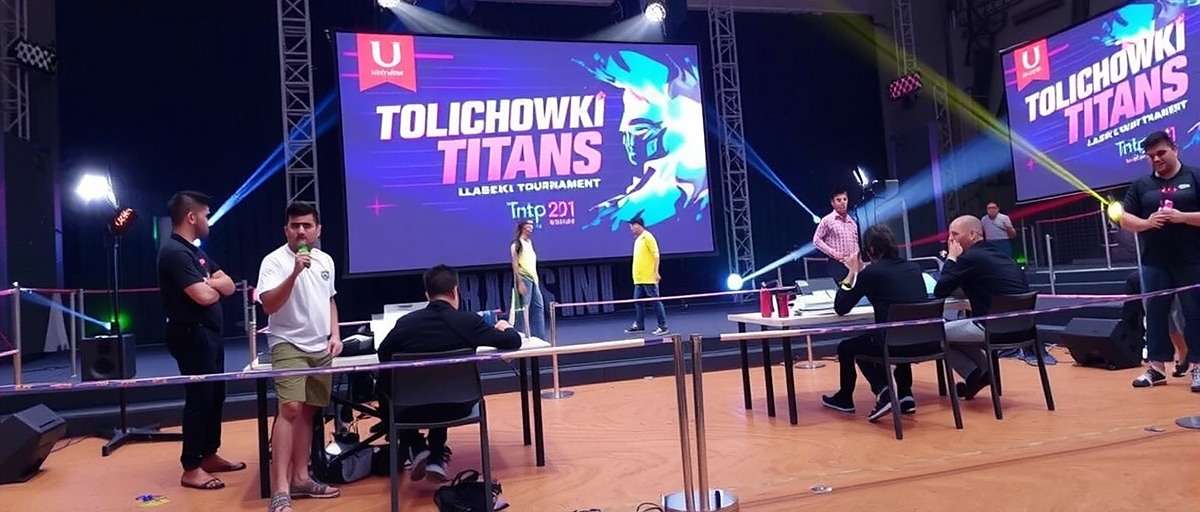 Tolichowki Titans Live Tournament Tolichowki Titans tournament in Hyderabad with players competing on stage